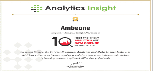 Ambeone Data Science courses award